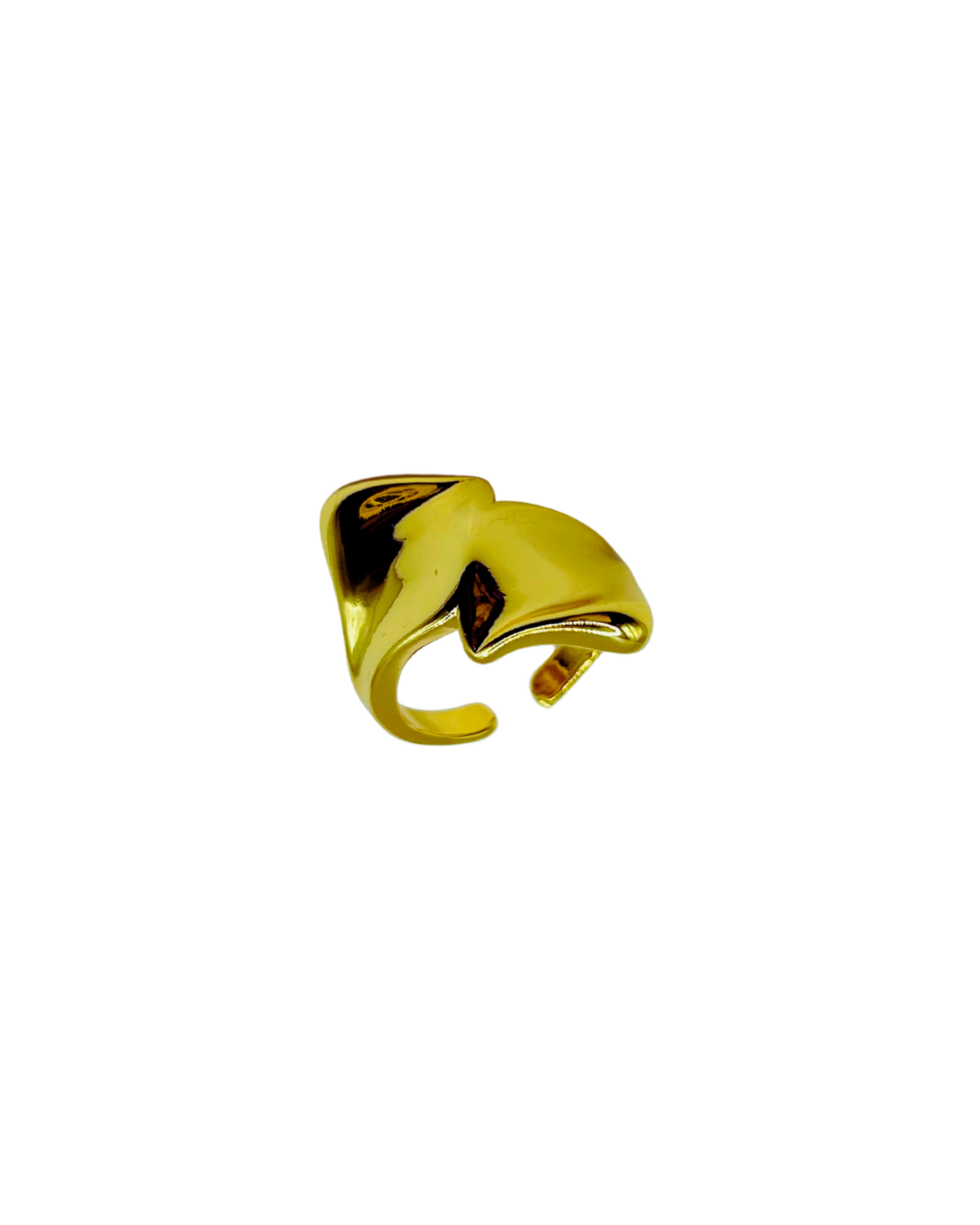 Gold ring on a white background