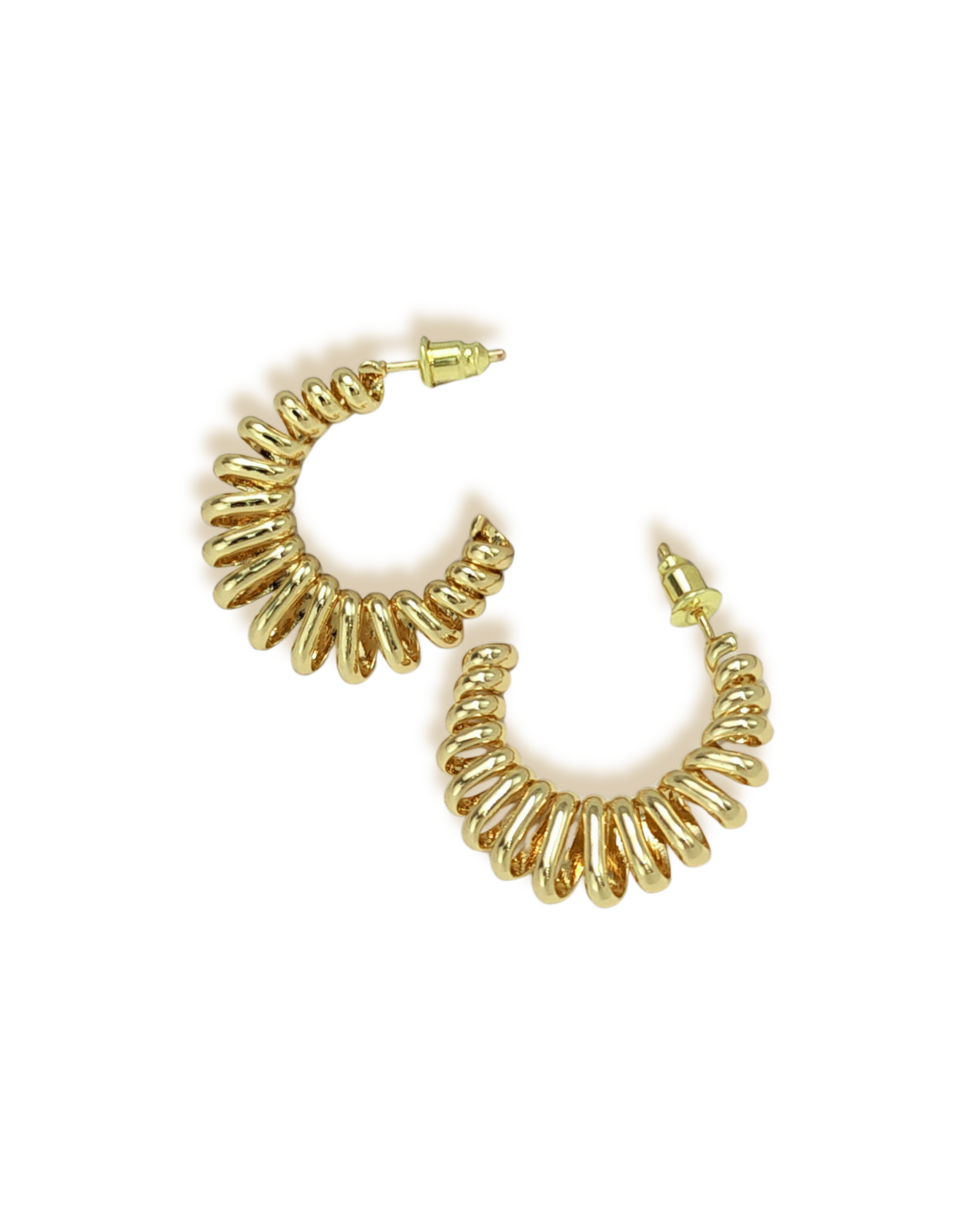 Pippa Earring Gold hoop earrings on a white background